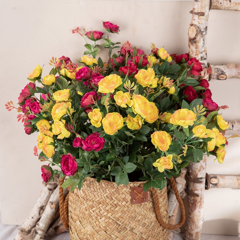 DY1-1942 Popular Professional silk Artificial Flower Cream Single Stem Rose flower For Decorative Flower