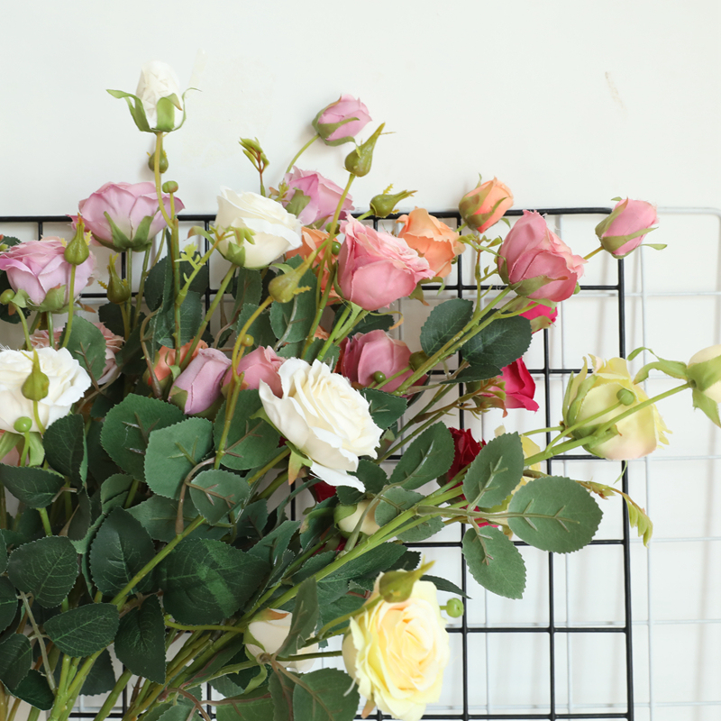 DY1-3506 New Design Artificial Flower Orange rose bunch artificial flower For Wedding Supplies