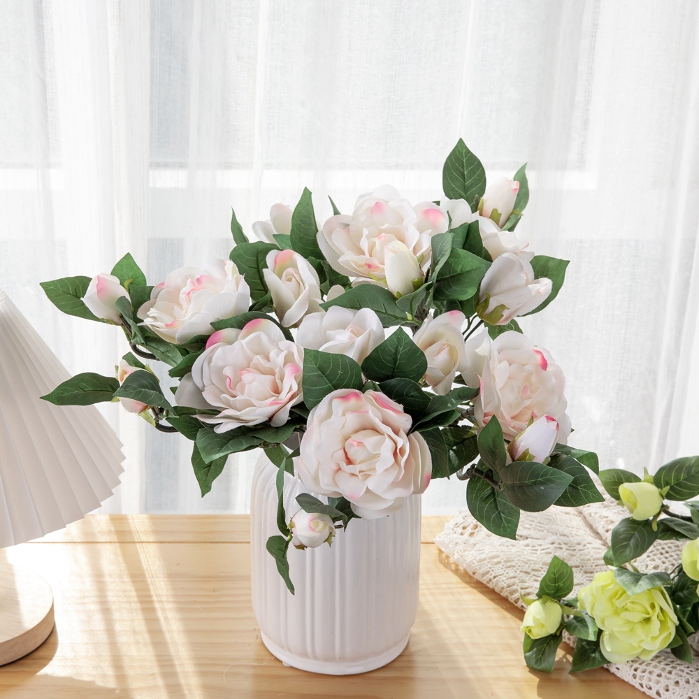 GF15265A Wholesale Artificial Flower Artificial Silk Cream Cape Jasmine For Christmas Picks