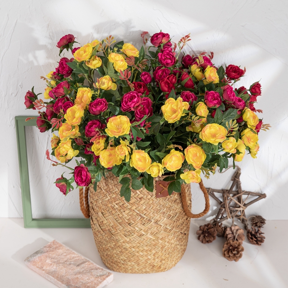 DY1-1942 Popular Professional silk Artificial Flower Cream Single Stem Rose flower For Decorative Flower