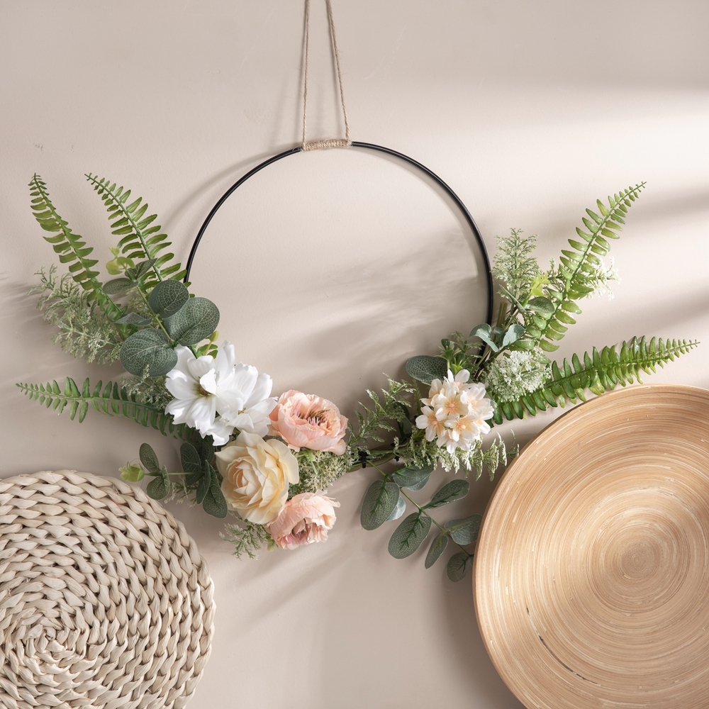 CF01148 Artificial Rose Lotus Hydrangea Cosmos Wreath Wall Hanging New Design Festive Decorations