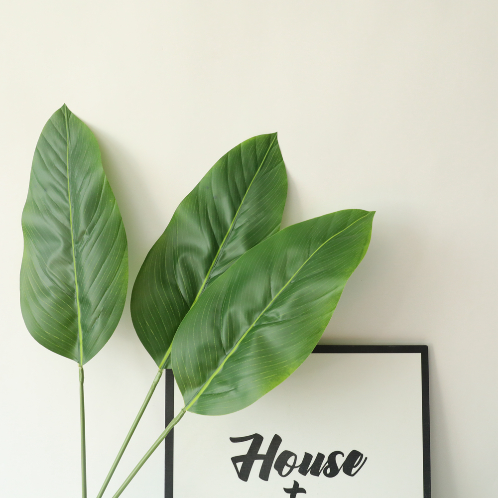 DY1-3655 China Factory Artificial Flower Plant Single branch plastic stem green Canna leaf For Decorative Flowers and Plants