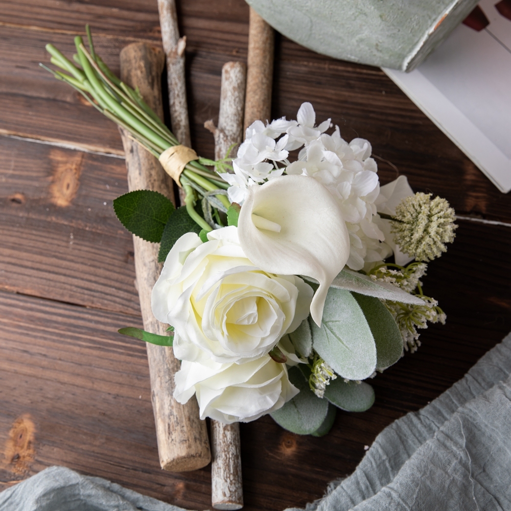 CF01200 Artificial Rose Calla Lily Hydrangea Thorn Ball Bouquet New Design Valentine's Day gift