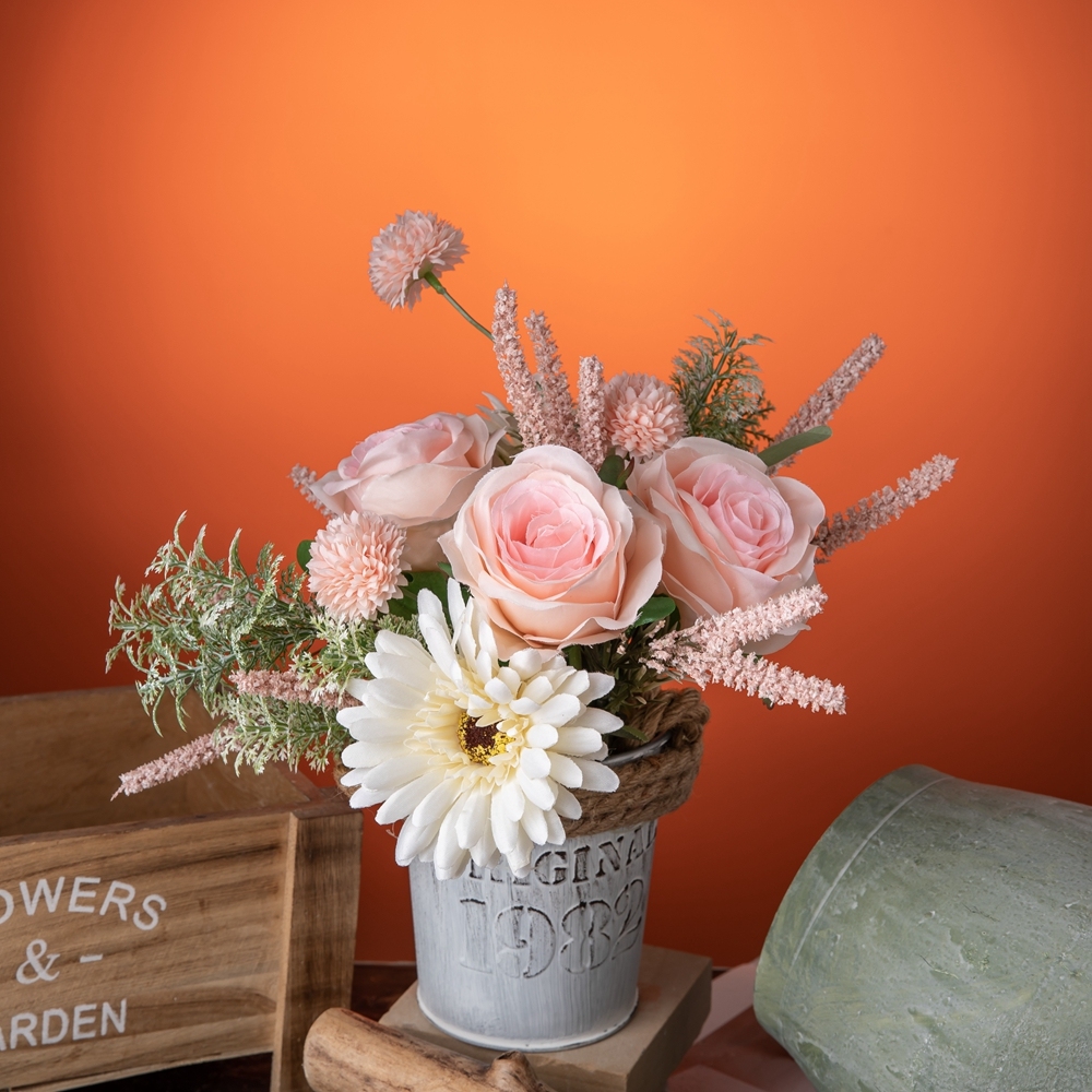 CF01201 Artificial Rose Chrysanthemum Dandelion Bouquet New Design Bridal Bouquet Silk Flowers