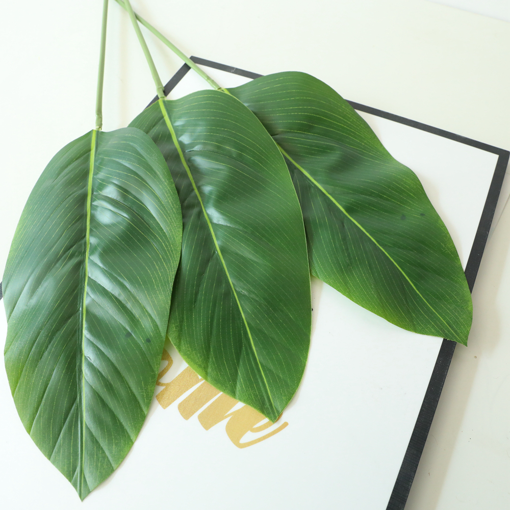 DY1-3655 China Factory Artificial Flower Plant Single branch plastic stem green Canna leaf For Decorative Flowers and Plants