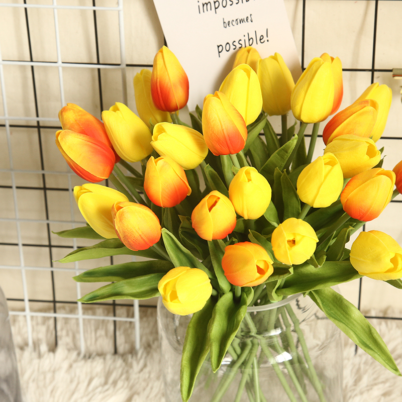 MW08081 tulips artificial real touch flower wholesale pu artificial tulip flowers with led light artificial plants tulip