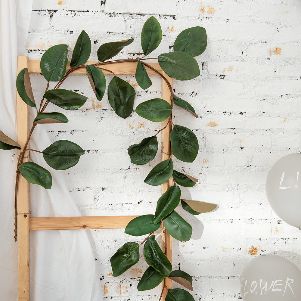 MW61210 Factory Direct Sale Artificial Plant Leaves Fabric 183centimeter Magnolia Vine garland For Garden Wedding Decoration