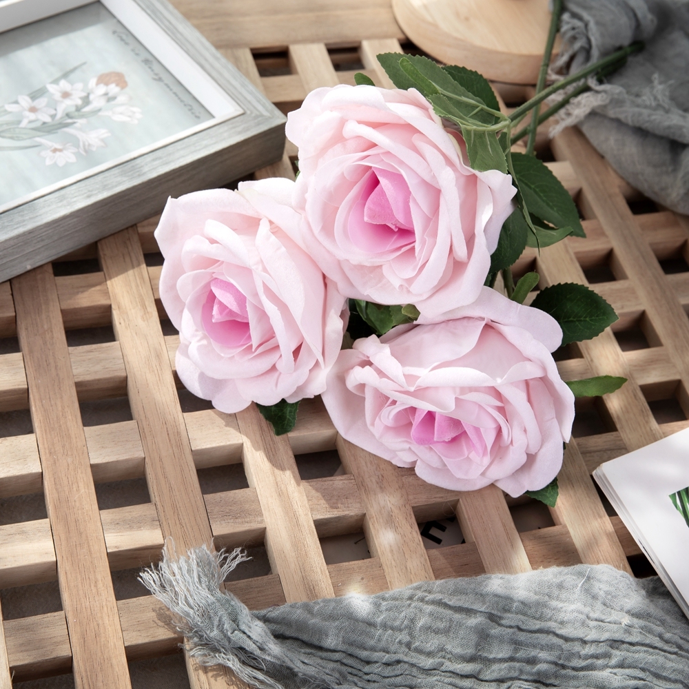 Pastoral silk rose H: 30 cm in vase artificial table flower with stem for home decoration MW99332