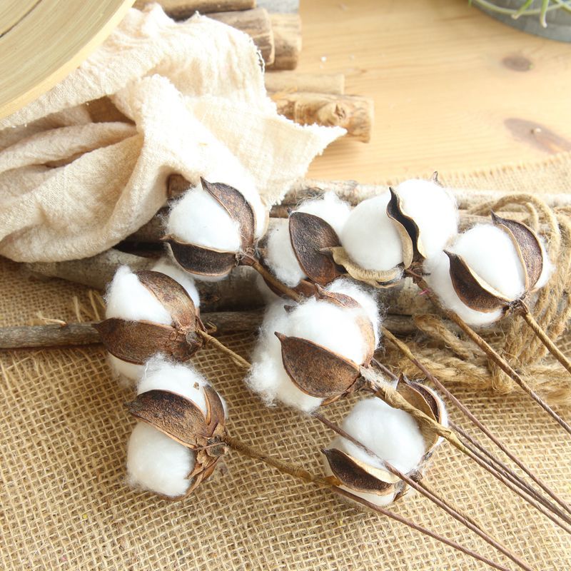 MW61101 Realistic Artificial Flower Branch Natural Single Cotton Stem For Silk Flowers