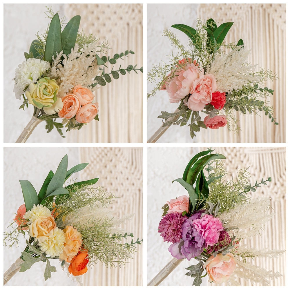 MW99324 Hot Selling Artificial Flower Bouquet Rose Ball Chrysanthemum For Decorative Flower