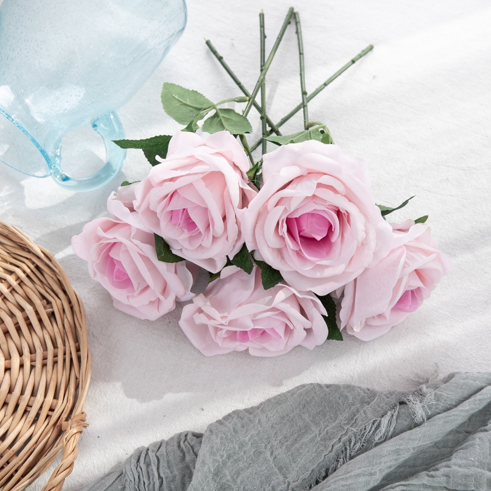 Pastoral silk rose H: 30 cm in vase artificial table flower with stem for home decoration MW99332