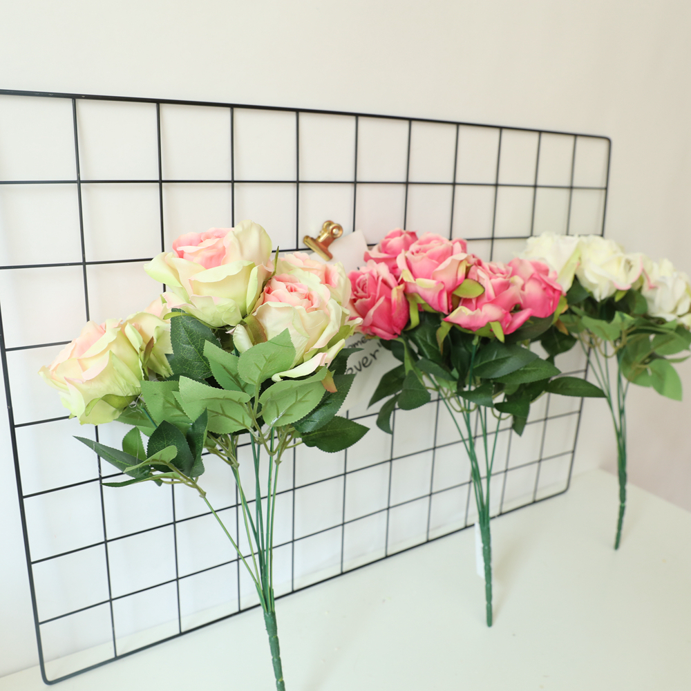 MW41102 7 Heads Artificial Silk Rose Bundle Rose Flower Bouquet Arrangement Wedding Decoration Made in China