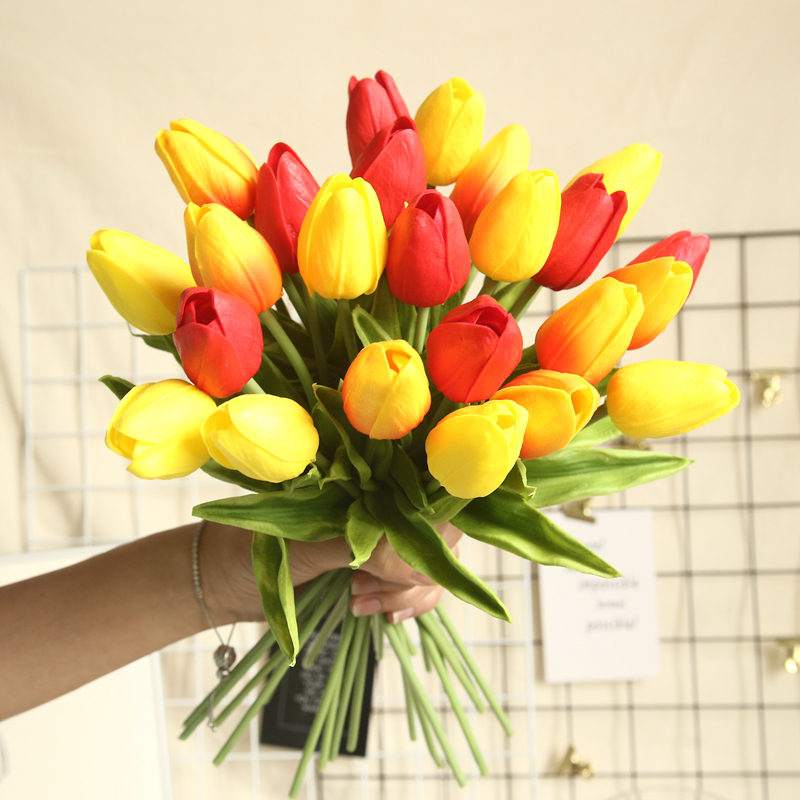 MW08081 tulips artificial real touch flower wholesale pu artificial tulip flowers with led light artificial plants tulip