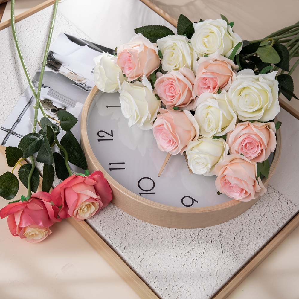 MW41105 Hot Sale Silk Flowers Rose Artificial Royal Blue Rose For Flower Wall Backdrop