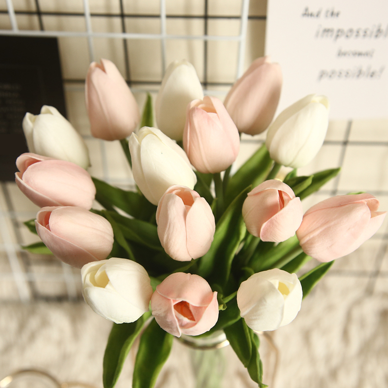 MW08081 tulips artificial real touch flower wholesale pu artificial tulip flowers with led light artificial plants tulip