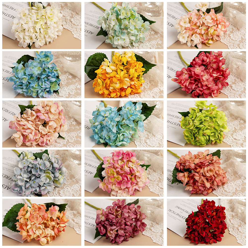 MW52666 Realistic Artificial Flowers Silk Hydrangeas Flower Arrangements For Festive Decorations