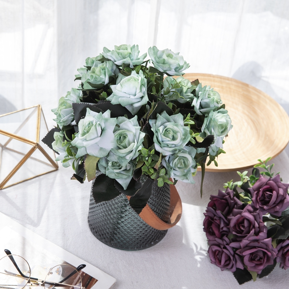 MW12004 Hot Sale artificial flowers Rose Flower Bunch 7 flowers H: 31 5 Multiple Colors For Christmas Picks