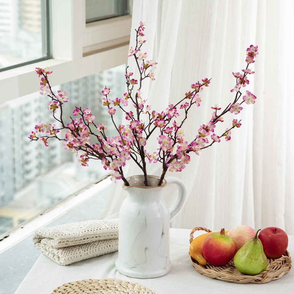 MW38960 Artificial Plum Blossom Wintersweet Long Stem Plastic Flowers Home Hotel Office Wedding Party Garden Decor 27.6'' High