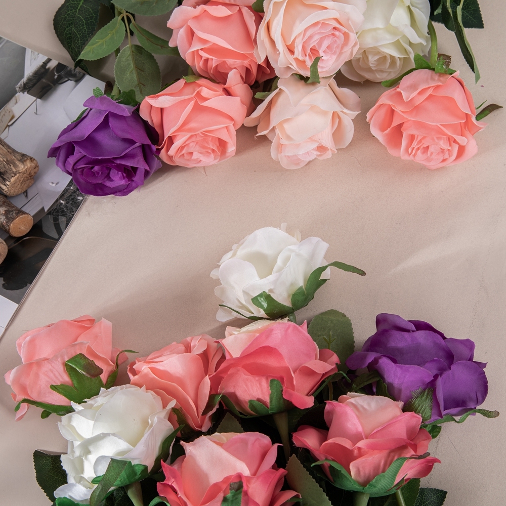 MW41105 Hot Sale Silk Flowers Rose Artificial Royal Blue Rose For Flower Wall Backdrop