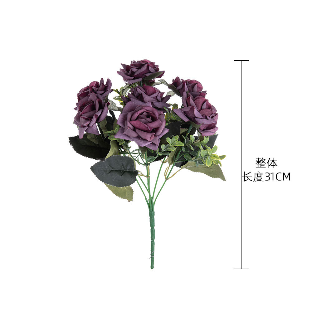 MW12004 Hot Sale artificial flowers Rose Flower Bunch 7 flowers H: 31 5 Multiple Colors For Christmas Picks