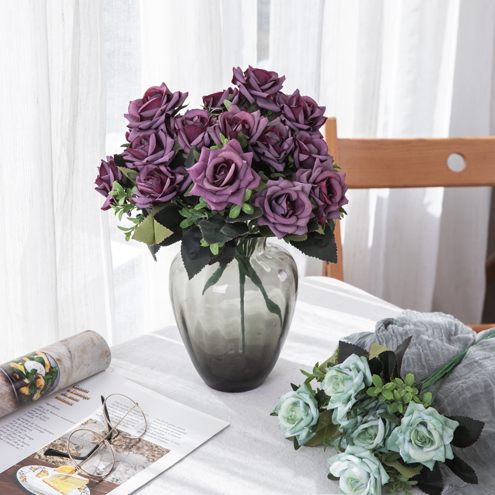 MW12004 Hot Sale artificial flowers Rose Flower Bunch 7 flowers H: 31 5 Multiple Colors For Christmas Picks