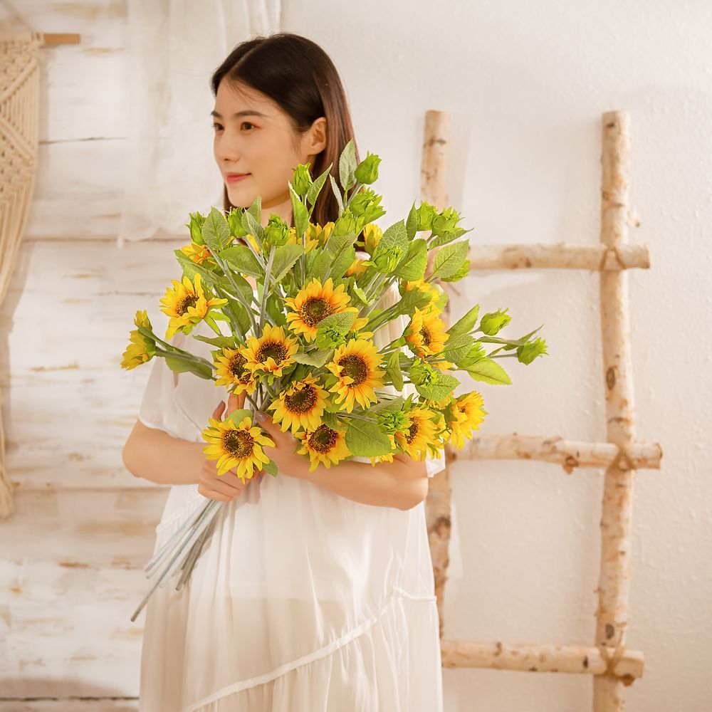 YC1057 Factory Direct Sale Artificial Flower White Sunflower For Christmas Decoration