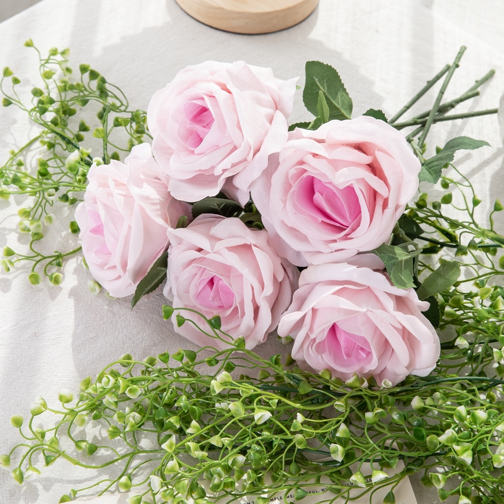Pastoral silk rose H: 30 cm in vase artificial table flower with stem for home decoration MW99332