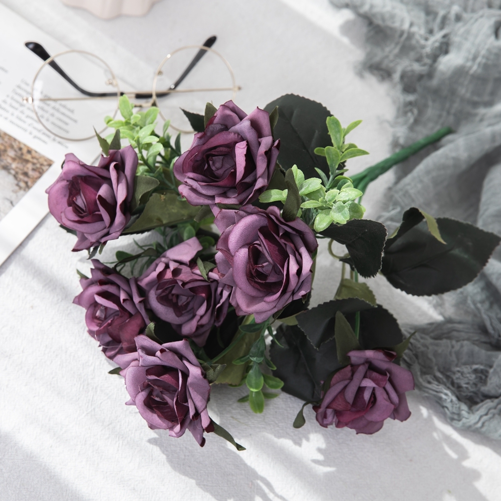 MW12004 Hot Sale artificial flowers Rose Flower Bunch 7 flowers H: 31 5 Multiple Colors For Christmas Picks