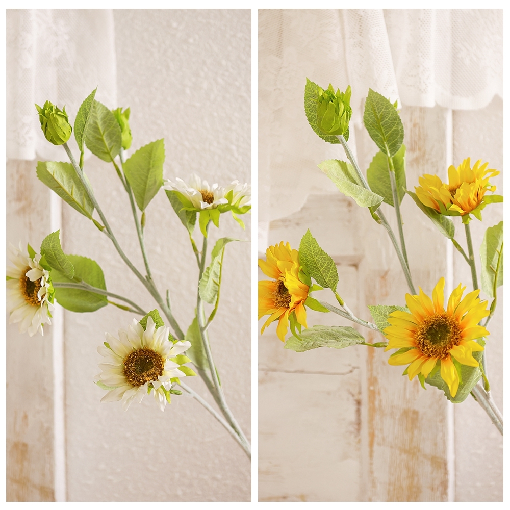 YC1057 Factory Direct Sale Artificial Flower White Sunflower For Christmas Decoration