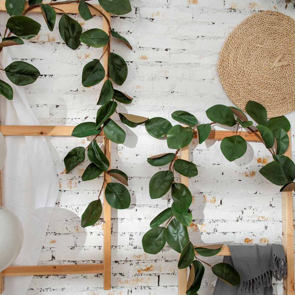 MW61210 Factory Direct Sale Artificial Plant Leaves Fabric 183centimeter Magnolia Vine garland For Garden Wedding Decoration