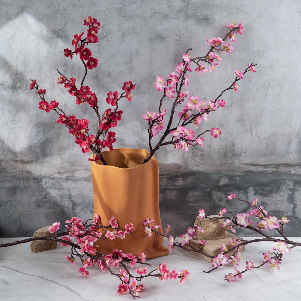 MW38960 Artificial Plum Blossom Wintersweet Long Stem Plastic Flowers Home Hotel Office Wedding Party Garden Decor 27.6'' High