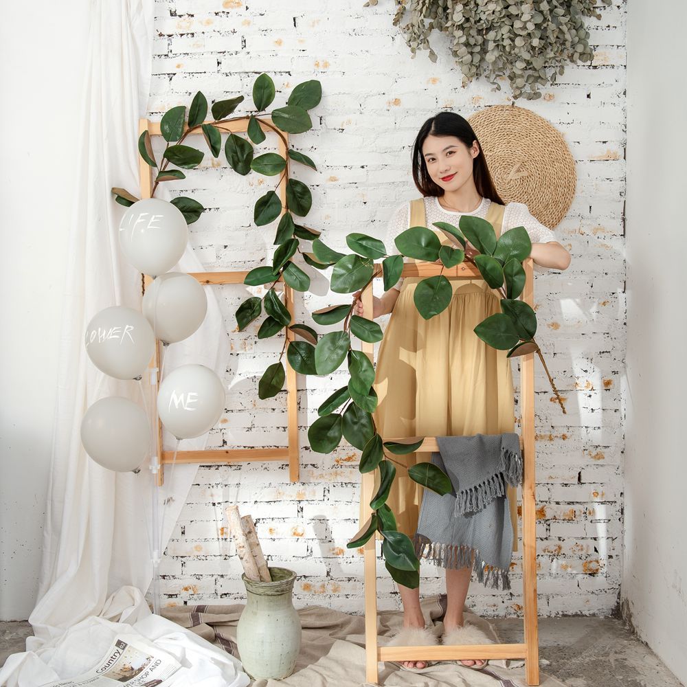 MW61210 Factory Direct Sale Artificial Plant Leaves Fabric 183centimeter Magnolia Vine garland For Garden Wedding Decoration