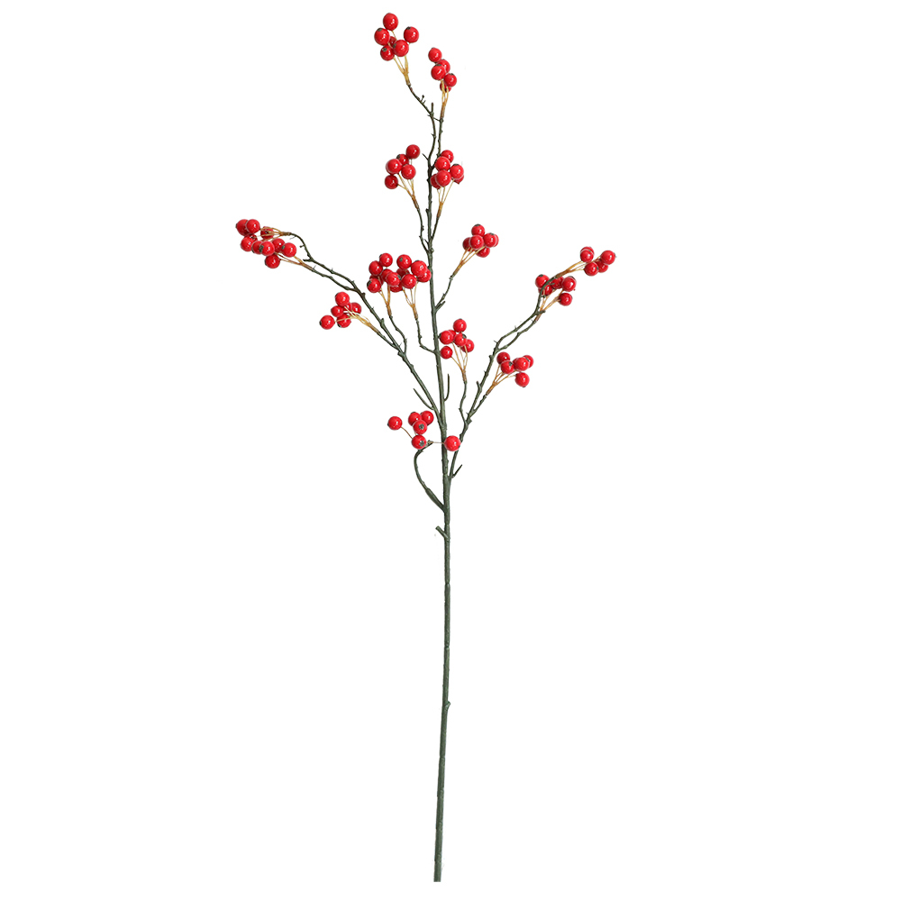 MW76601 Factory Direct Sale Artificial Christmas Berry Branch Foam Artificial Red Berries Stem For Flower Wall Backdrop