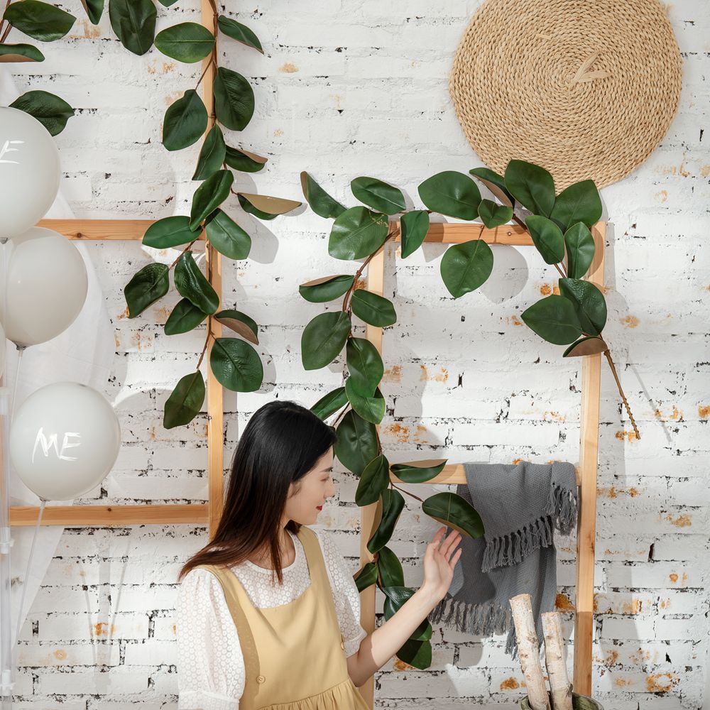 MW61210 Factory Direct Sale Artificial Plant Leaves Fabric 183centimeter Magnolia Vine garland For Garden Wedding Decoration