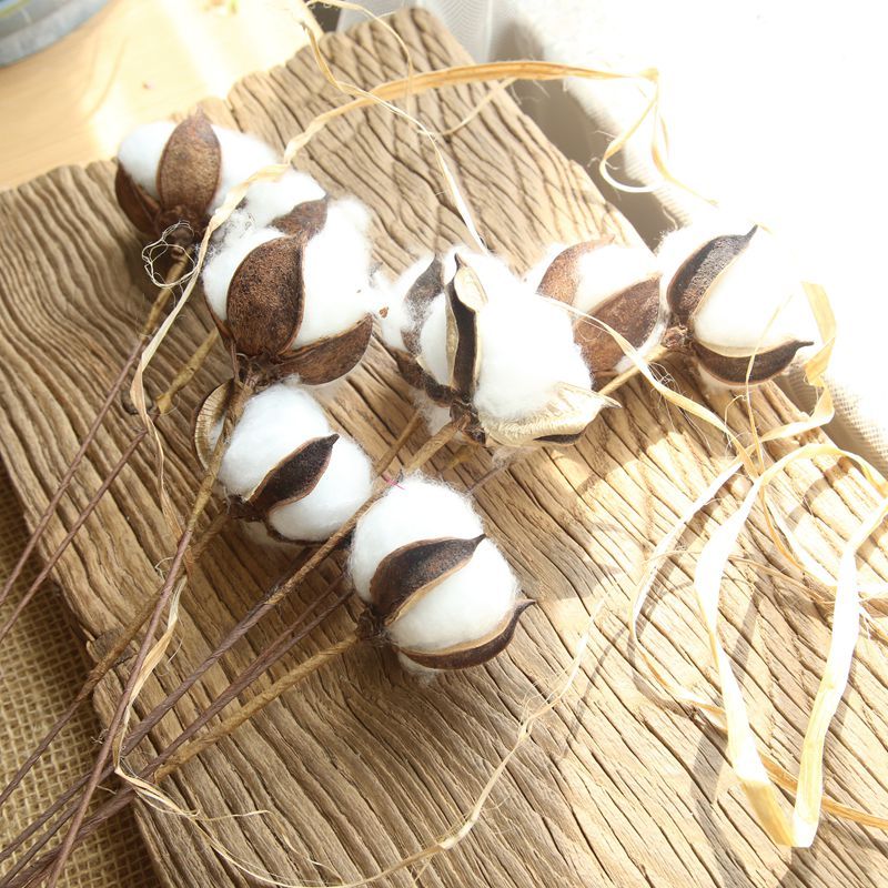 MW61101 Realistic Artificial Flower Branch Natural Single Cotton Stem For Silk Flowers