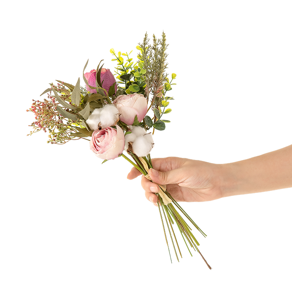 YC1043 New Design Artificial Flower Bouquet Orange Rose cotton For Decorative Flower