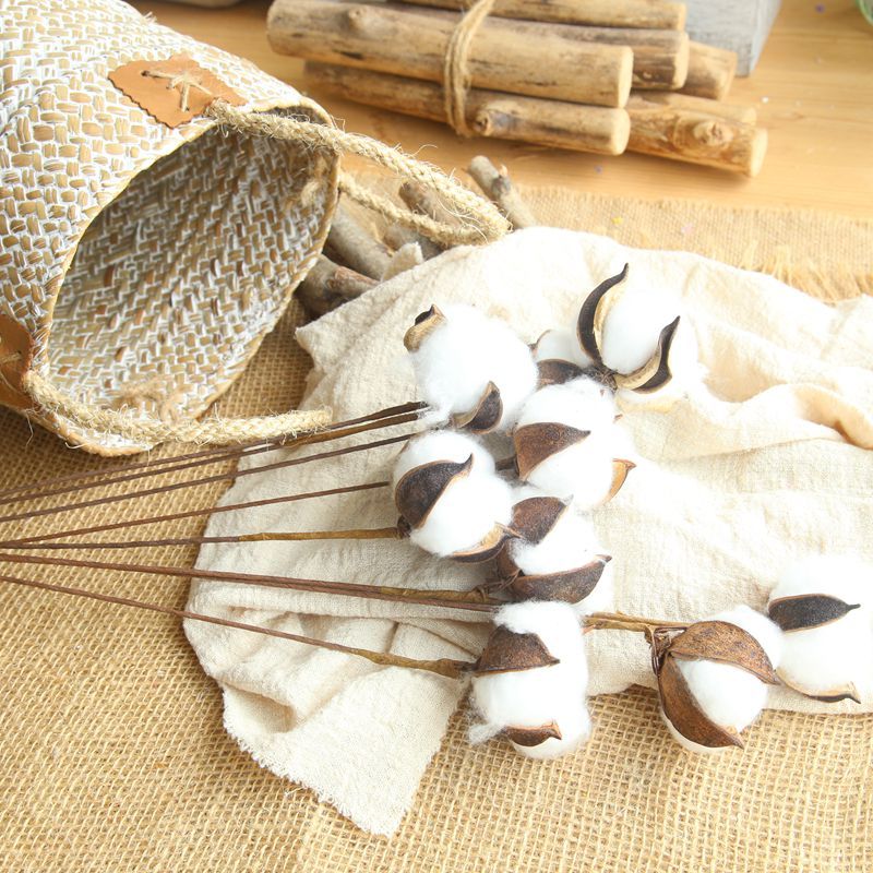 MW61101 Realistic Artificial Flower Branch Natural Single Cotton Stem For Silk Flowers