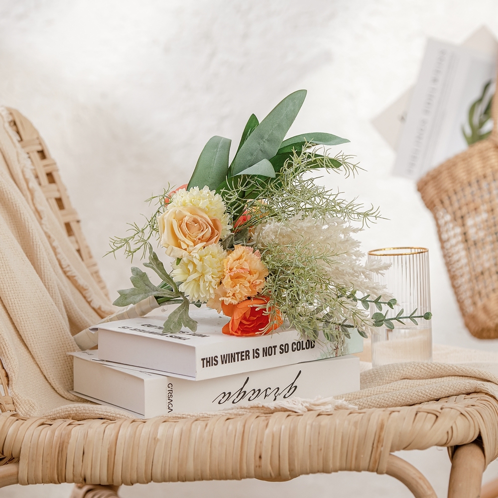 MW99324 Hot Selling Artificial Flower Bouquet Rose Ball Chrysanthemum For Decorative Flower