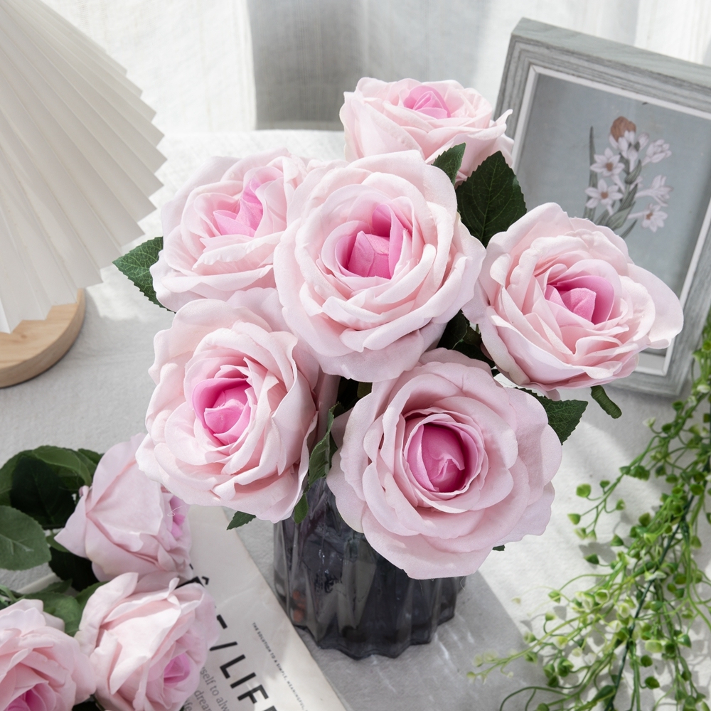 Pastoral silk rose H: 30 cm in vase artificial table flower with stem for home decoration MW99332