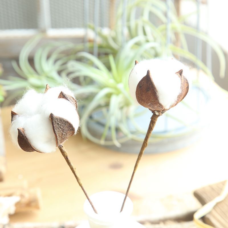 MW61101 Realistic Artificial Flower Branch Natural Single Cotton Stem For Silk Flowers