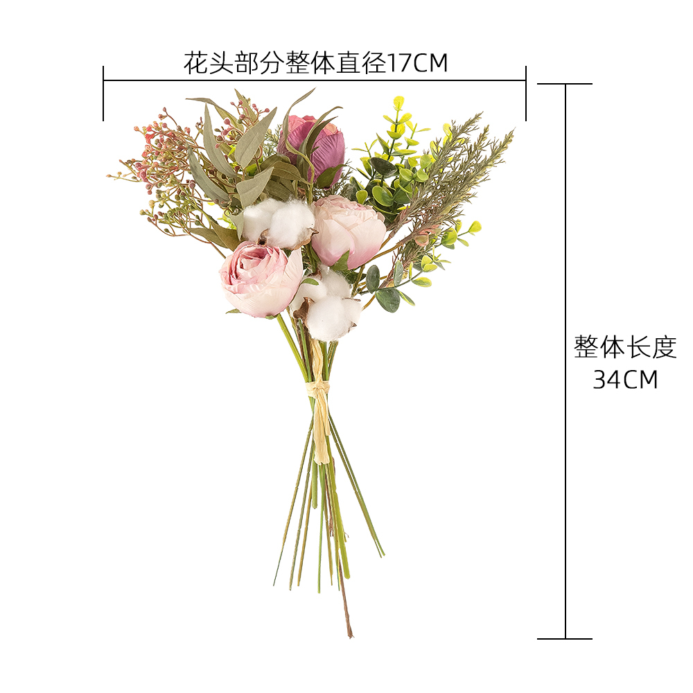 YC1043 New Design Artificial Flower Bouquet Orange Rose cotton For Decorative Flower