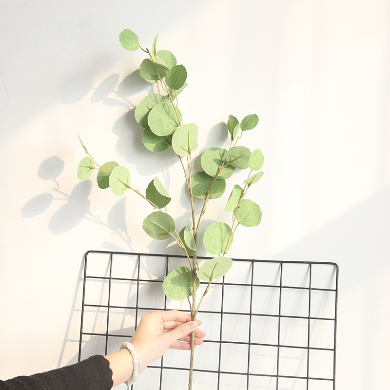 MW19988 Artificial Silk Silver Dollar Dried Eucalyptus Leaves Stem/Branch/Spray For Weeding Decoration