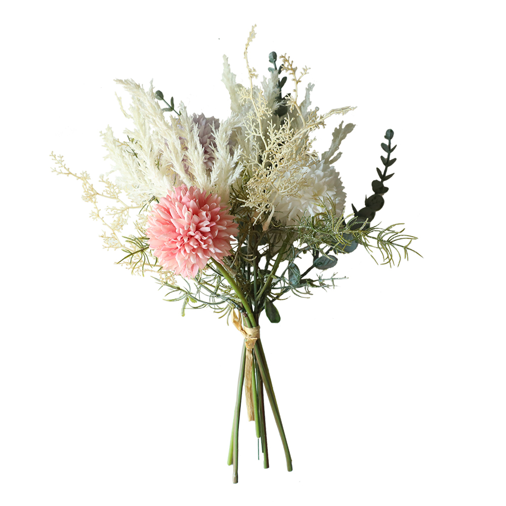 YC1002 Popular Artificial Flower Bouquet Pompom Astible Eucalyptus Artificial Silk Plastic Festive Decorations