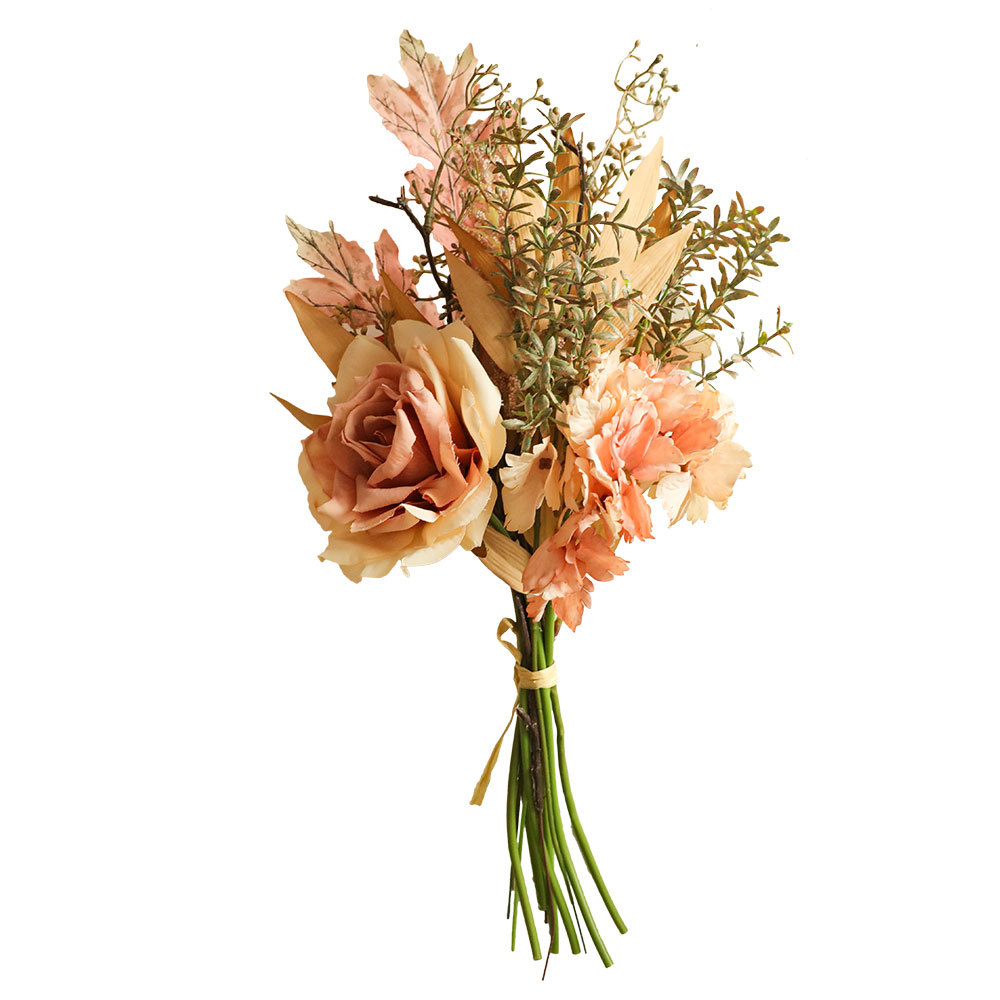 YC1058 Popular Handmade Exquisite Silk Rose Eucylaptus Leaves Flower Bouquets For Flower Wall Backdrop