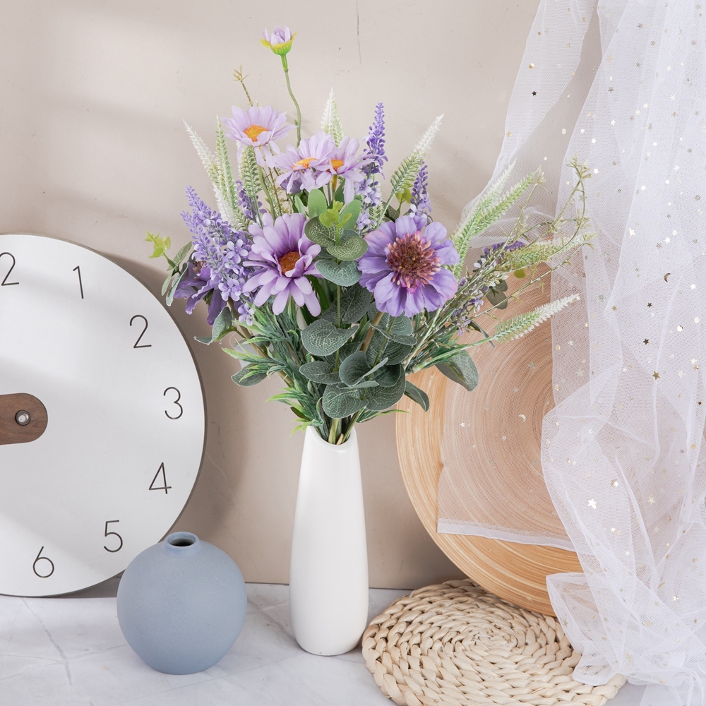 CF01136 New Design Artificial Fabric Purple Pinwheel Orchid Chrysanthemum Bouquet for Wedding Valentine's Day Home Dec