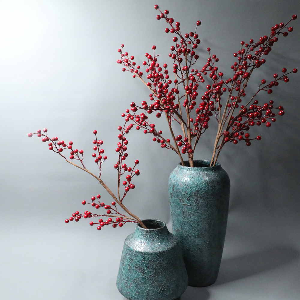 MW61202 Realistic Long Stem Foam Red Berry Spray Artificial Christmas 72 centimeter For Mother's Day gift