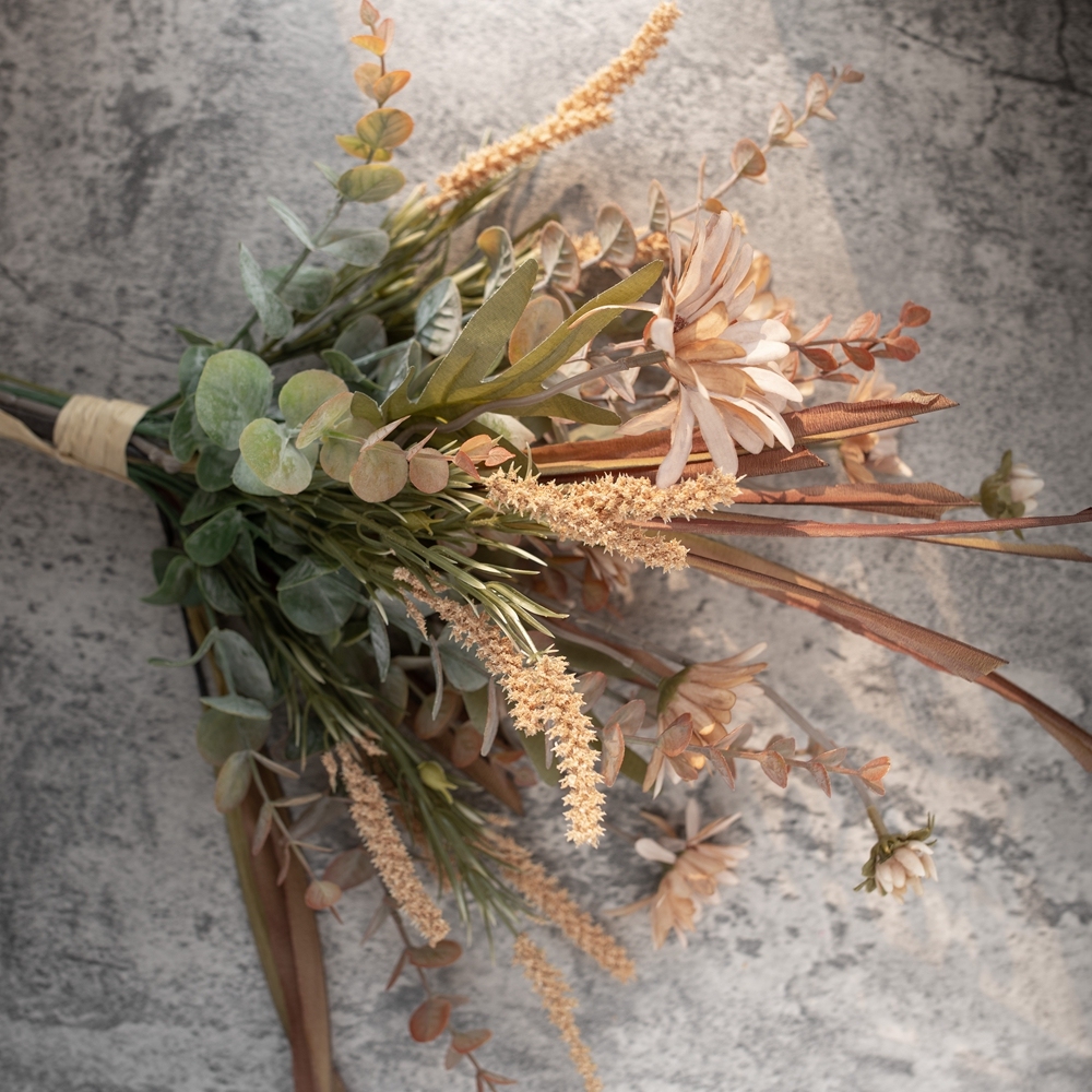 CF01024 Factory Direct Sale Artificial Flower Bouquet Chrysanthemum Eucalyptus Tail Grass For Decorative Flowers and Plants