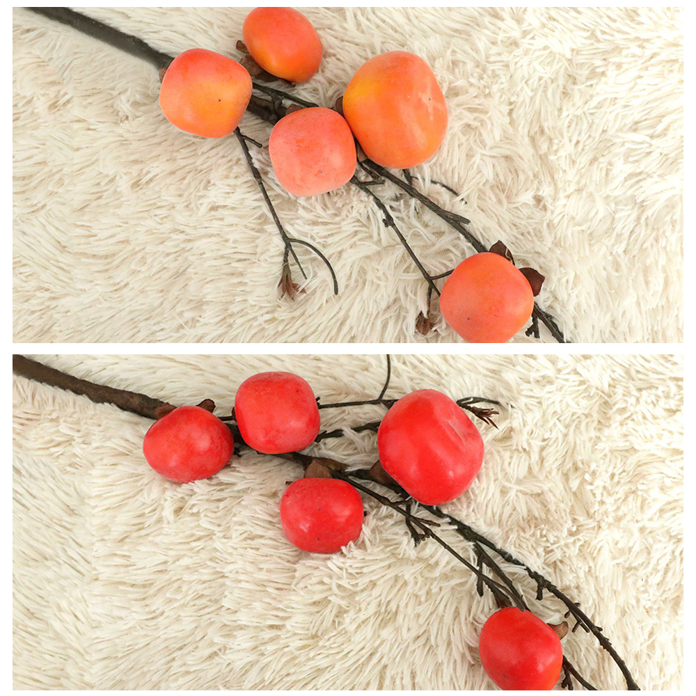 MW25582 Artificial Flowers Foam Fruit 5 heads persimmon branches Holiday Decoration Wholesale in Bulk for event christmas