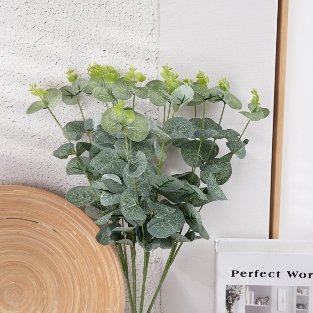 MW16301 Hot Selling Artificial Flower Plant Faux Eucalyptus Leaves Artificial Flower Silk Silver Dollar Eucalyptus Leaf For Gift