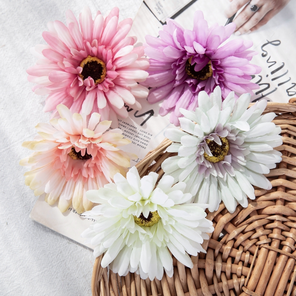 DY1-3338 High Quality Flor Artificial Silk Flower Gerbera Head Daisy Head For Christmas Decoration